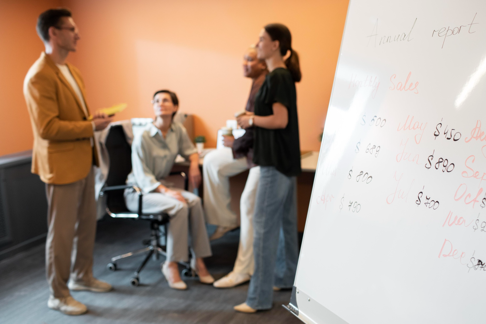 Team collaborating at a conference table